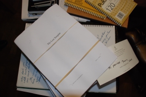 Proof manuscripts and assorted notepads. The lifeblood of the author!